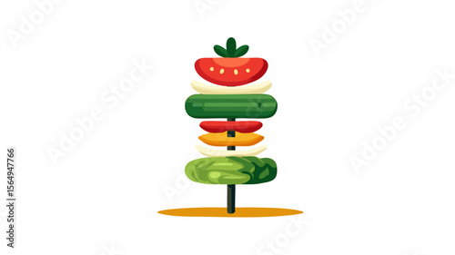 Vegetable skewer recipe healthy food snack appetizer colorful fresh vegetarian vegan diet illustration