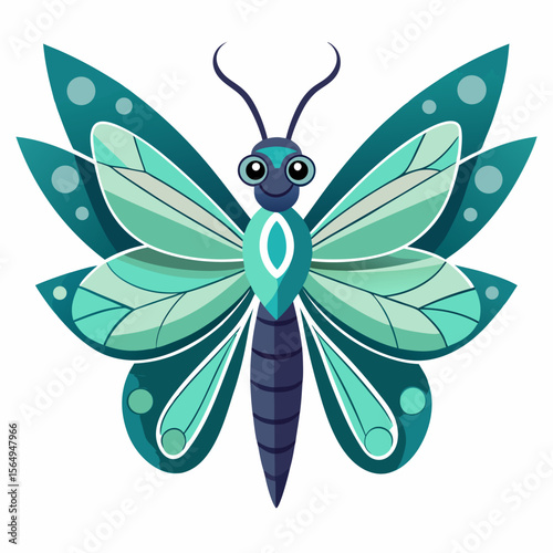 butterfly with dragonfly wings vector Fusion white background