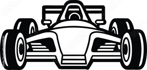 Vector art of black and white race car vector isolated on transparent background
