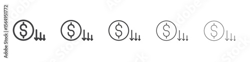 Cost reduction icon Line graphics illustration symbol