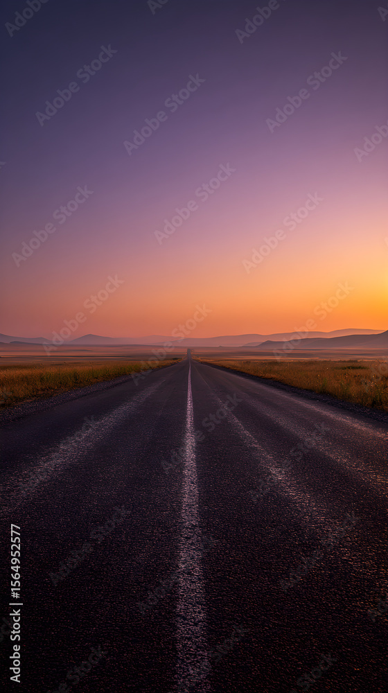 Naklejka premium Infinite Horizon: The Endless Road Leading to Possibilities and Beyond, a Pathway Into the Unknown and Limitless