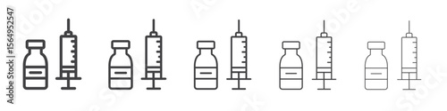 Covid 19 vaccine icon Line graphics illustration symbol