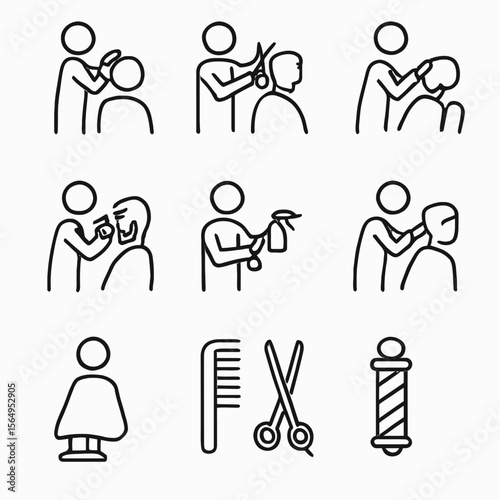 Barber Shop & Haircut Service Icons