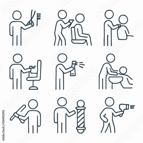 Barber Shop & Haircut Service Icons