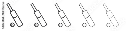 Cricket Bat ball icon Line graphics illustration symbol