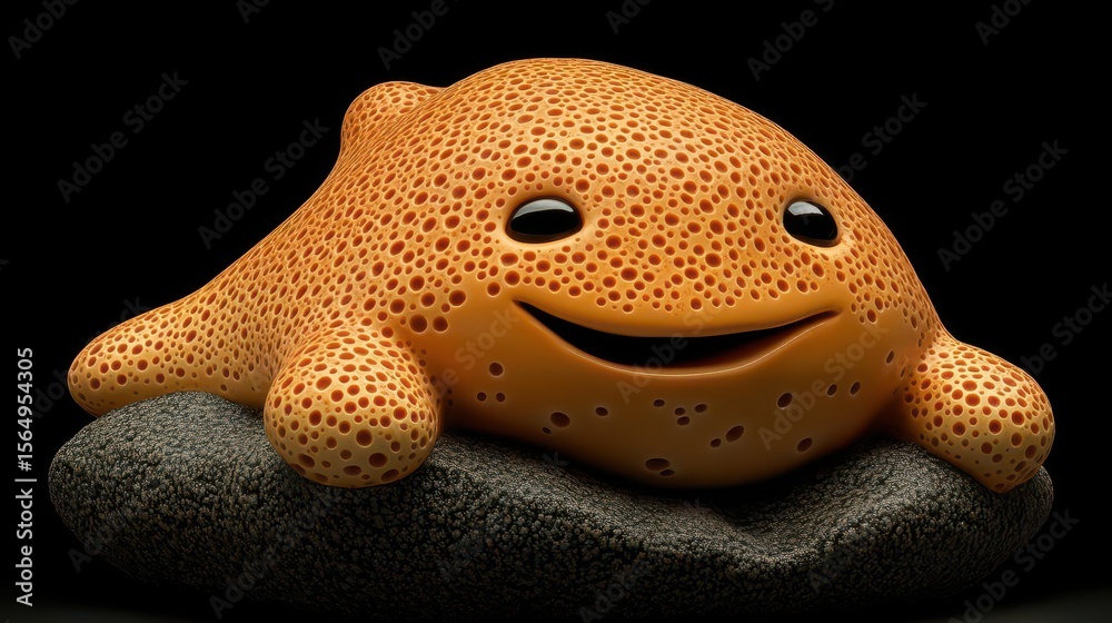 Fototapeta premium Smiling Porous Creature on Rock