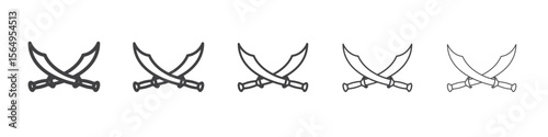 Crossed swords heraldic icon Line graphics illustration symbol