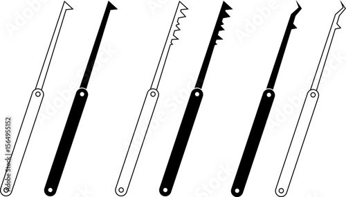 outline silhouette lock picks icon set