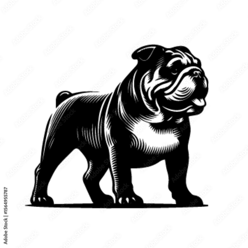 Obraz premium Mean Bulldog Vector – Intense and Gritty Dog Character Art