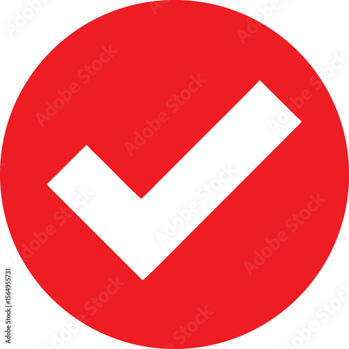 Vector art of a pink check mark with a subtle shadow in a black circle