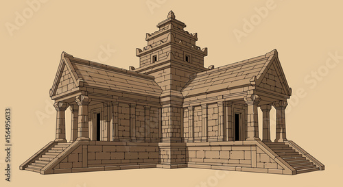 Ancient stone structure illustration