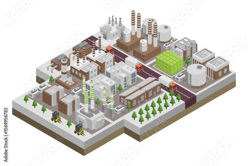 Large industrial power station of facility isometric