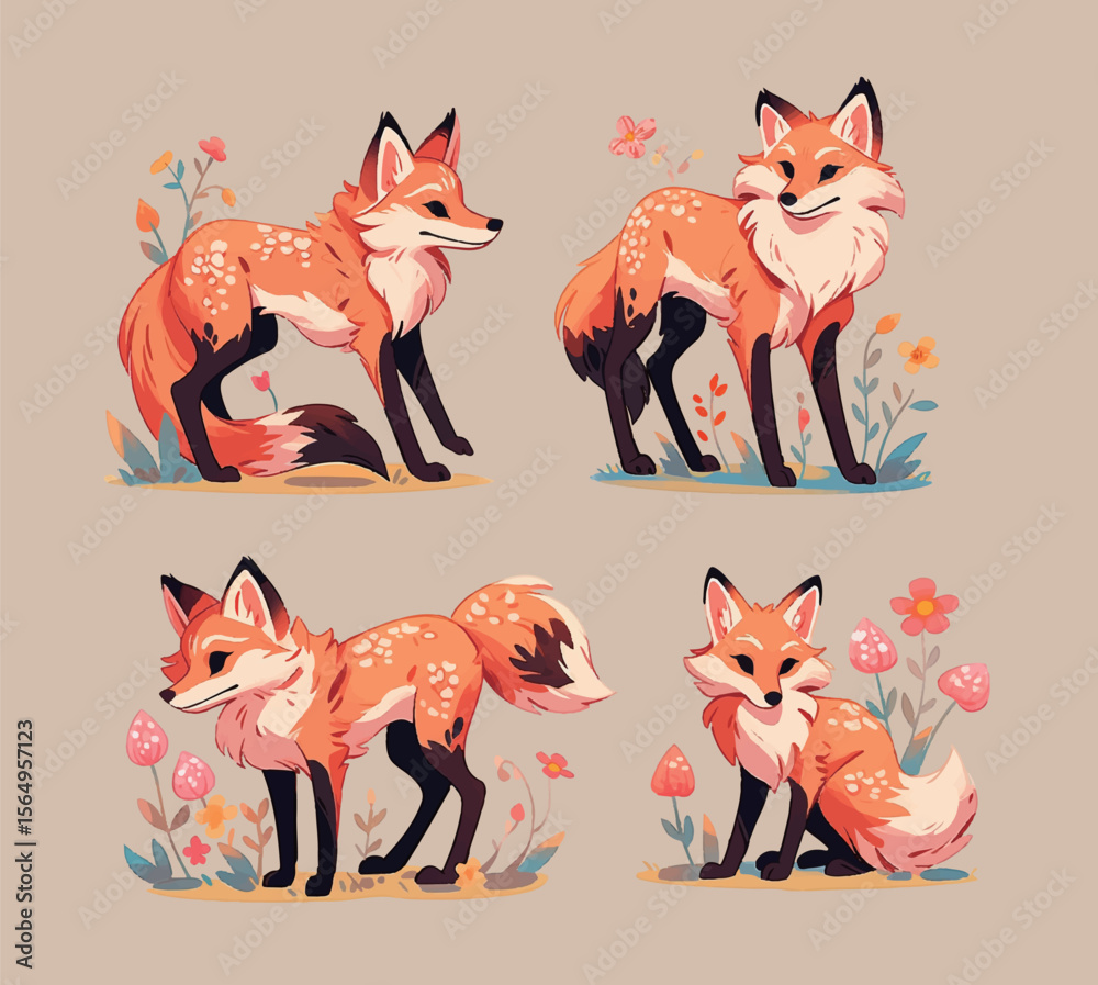 Obraz premium set of cartoon fox