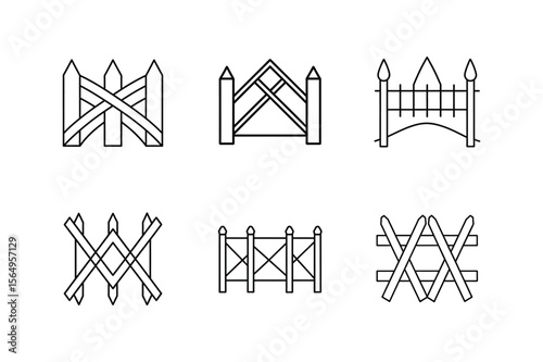 invisible fence symbol icon line art vector illustration