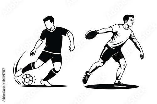 Male athletes playing sports soccer football