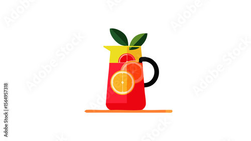 Fresh orange juice in pitcher vector illustration for summer drinks and healthy lifestyle concept art design