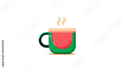 Hot drink cup illustration vector graphic design tea coffee beverage mug steam isolated on white background