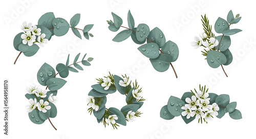 Eucalyptus and flower sprigs arrangement
