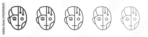 Cyborg icon Line graphics illustration symbol