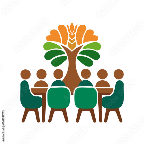 Meeting conference team collaboration discussion teamwork strategy brainstorming tree growth concept