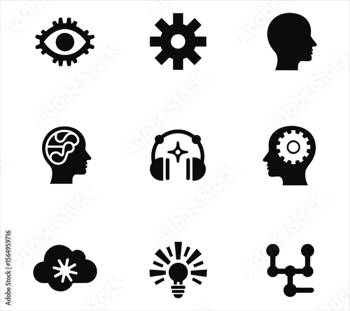 Clean Vector AI Chip and Neural Icons