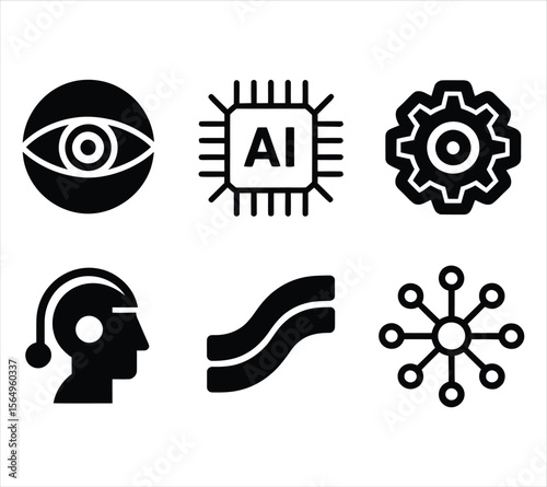 Futuristic AI Design Elements in Silhouette