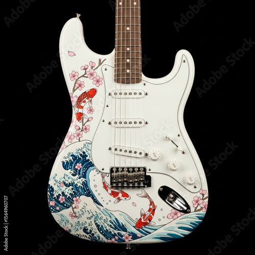 Japanese Koi Fish In The Sea Guitar Skin Design.jpeg