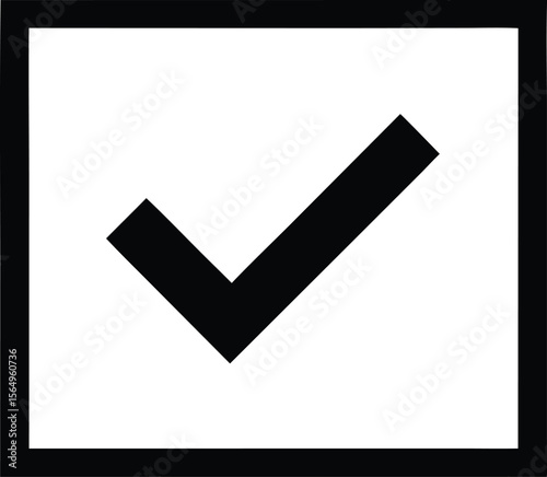 Vector art of a fresh green check mark icon inside a square, signifying approval or correctness, is isolated on white background