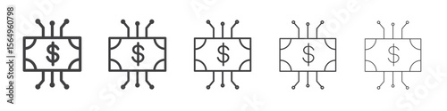 Digital Currency icon Line graphics illustration symbol