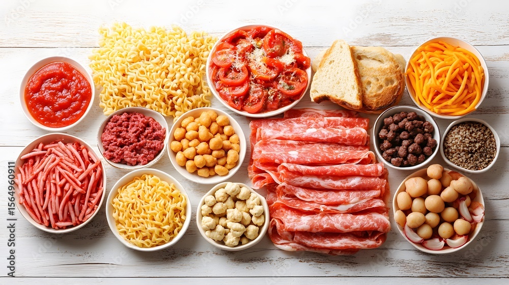 Italian Pasta Ingredients Flat Lay Food Photography Italian Pasta Ingredients Flat Lay Food Photography