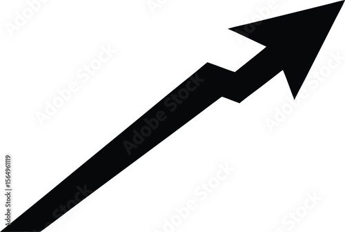 Vector art of a black upward arrow pointing diagonally, isolated on white background