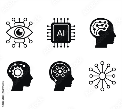 Solid Black Artificial Intelligence Symbols