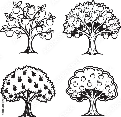 apple  tree Silhouettes