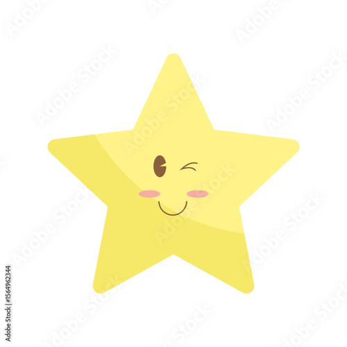 Winking Star Character Icon Illustration