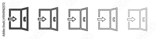 Emergency exit icon Line graphics illustration symbol