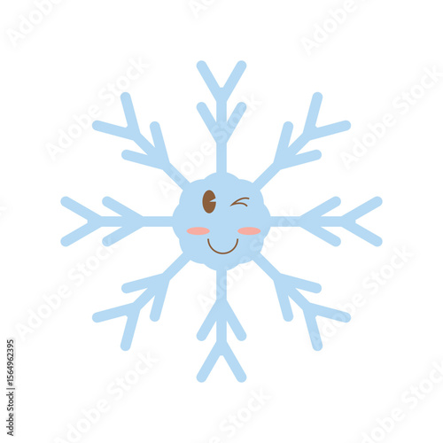 Cute Snowflake Winking Cartoon Character Illustration