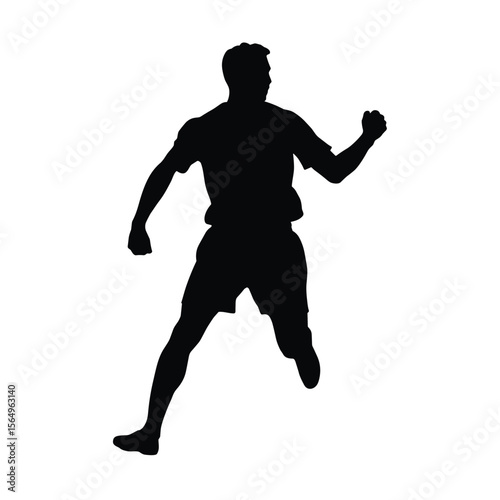 Male silhouette of a football player running in motion concept of t-shirt print  