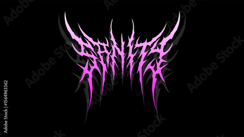 Sanity, typography vector in a striking and stiff touch dark metal style lettering. for t-shirt print apparel, sticker, poster, logo and more