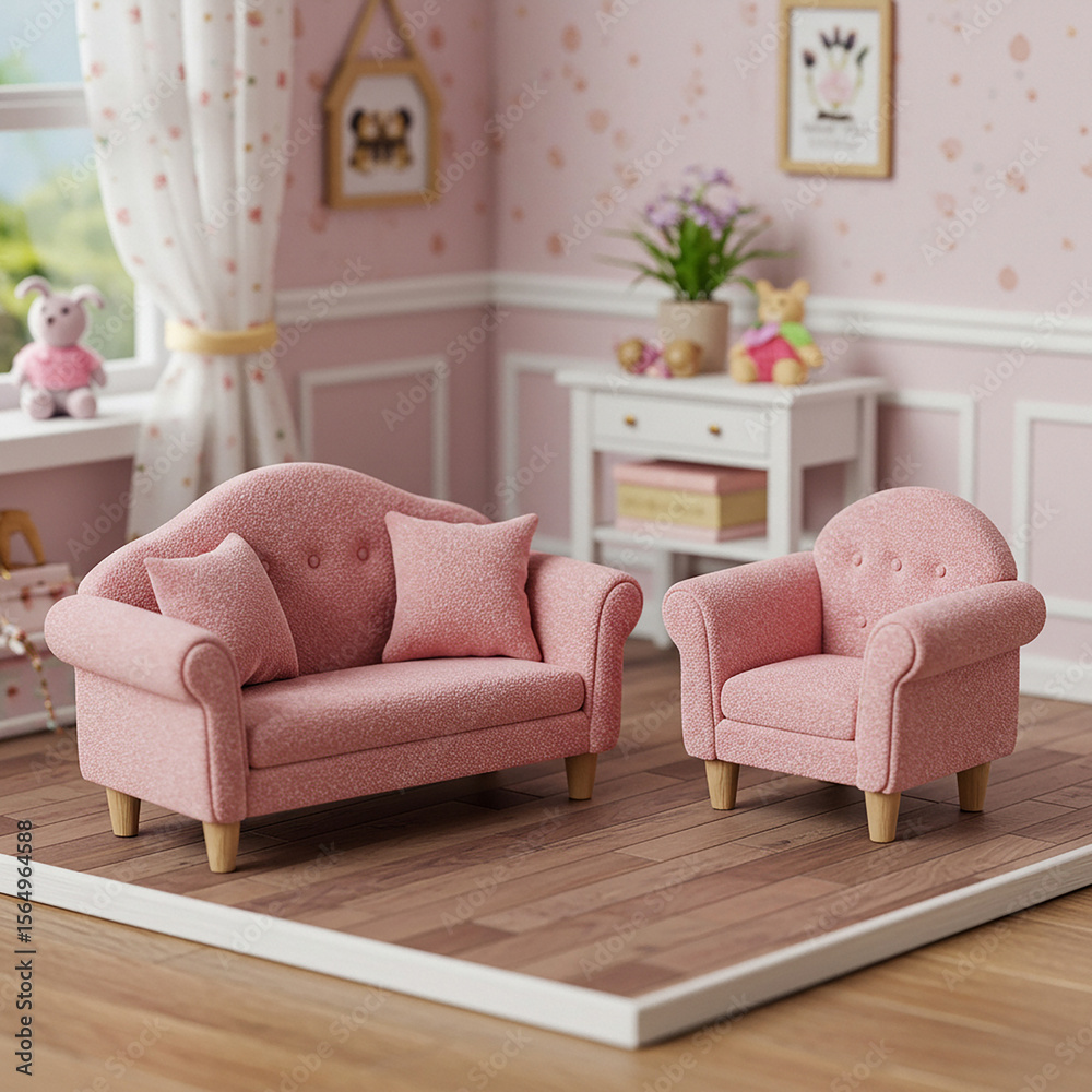 Obraz premium Small, chic Scandinavian-style sofa in beige with clea