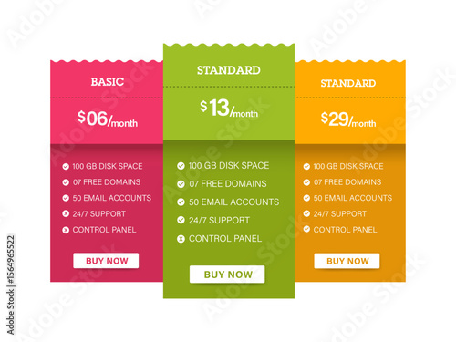 Colorful Pricing Table Banner Design for Subscription Plans