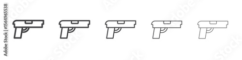 Gun with ammunition icon Line graphics illustration symbol