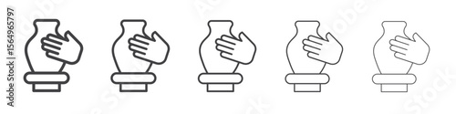 Handmade pottery icon Line graphics illustration symbol