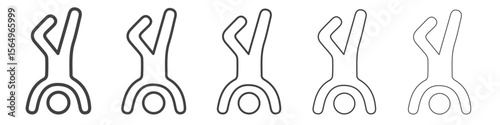 handstand exercise icon Line graphics illustration symbol