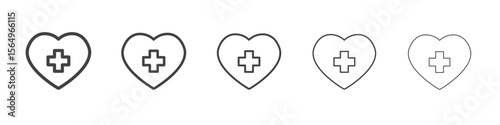 Heart plus icon Line graphics illustration symbol