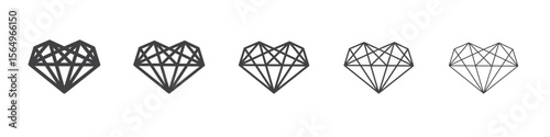 Heart shaped diamond icon Line graphics illustration symbol