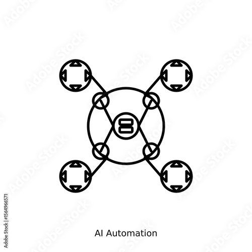 AI automation icon with hover effect animation featuring neural network processing gears workflow optimization. Scales 15% on hover color changes black to dark gray transparent background animated SVG