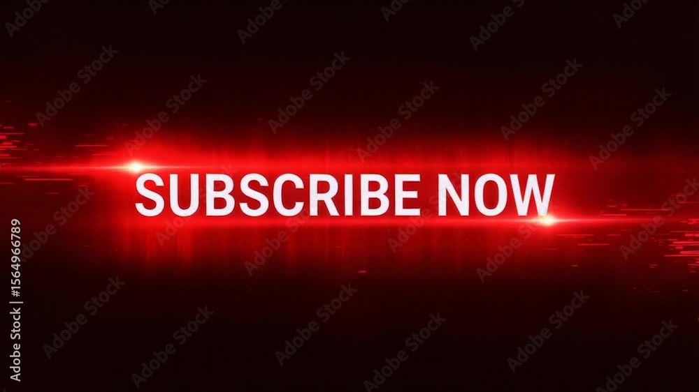 Dynamic 3D ‘Subscribe Now’ Text Animation with Glowing Red Neon, Glitch FX, and Zoom-In Camera Rotation in Dark Electronic Style

