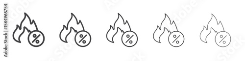 Hot deal icon Line graphics illustration symbol