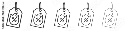 Hot deal icon Line graphics illustration symbol