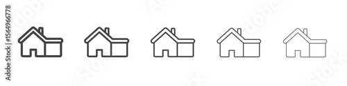 house with garage icon Line graphics illustration symbol